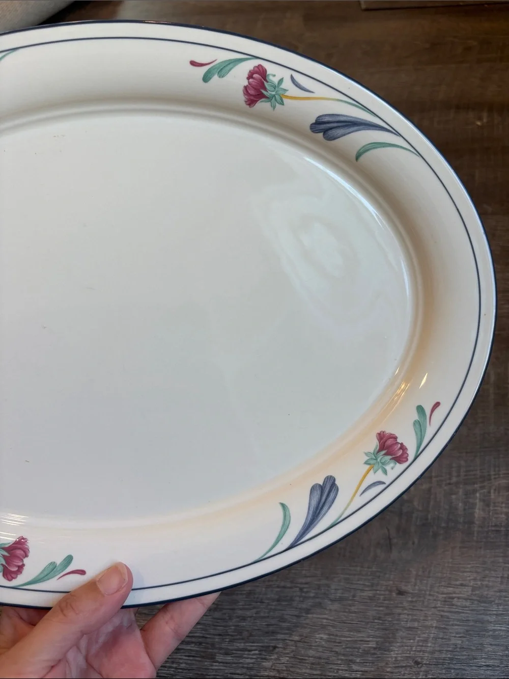 Lenox Chinastone Poppies on Blue Serving Platter 14